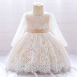 Girl's Birthday Long Sleeved Gauze Fluffy Gauze Lace Princess Dress