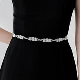 Vintage ribbon flexible chain rhinestone belt