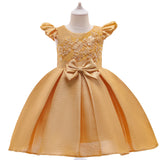 New Children's Dress Embroidered Big Bow Forged Cloth Princess Skirt Piano Performance Dress For Girls