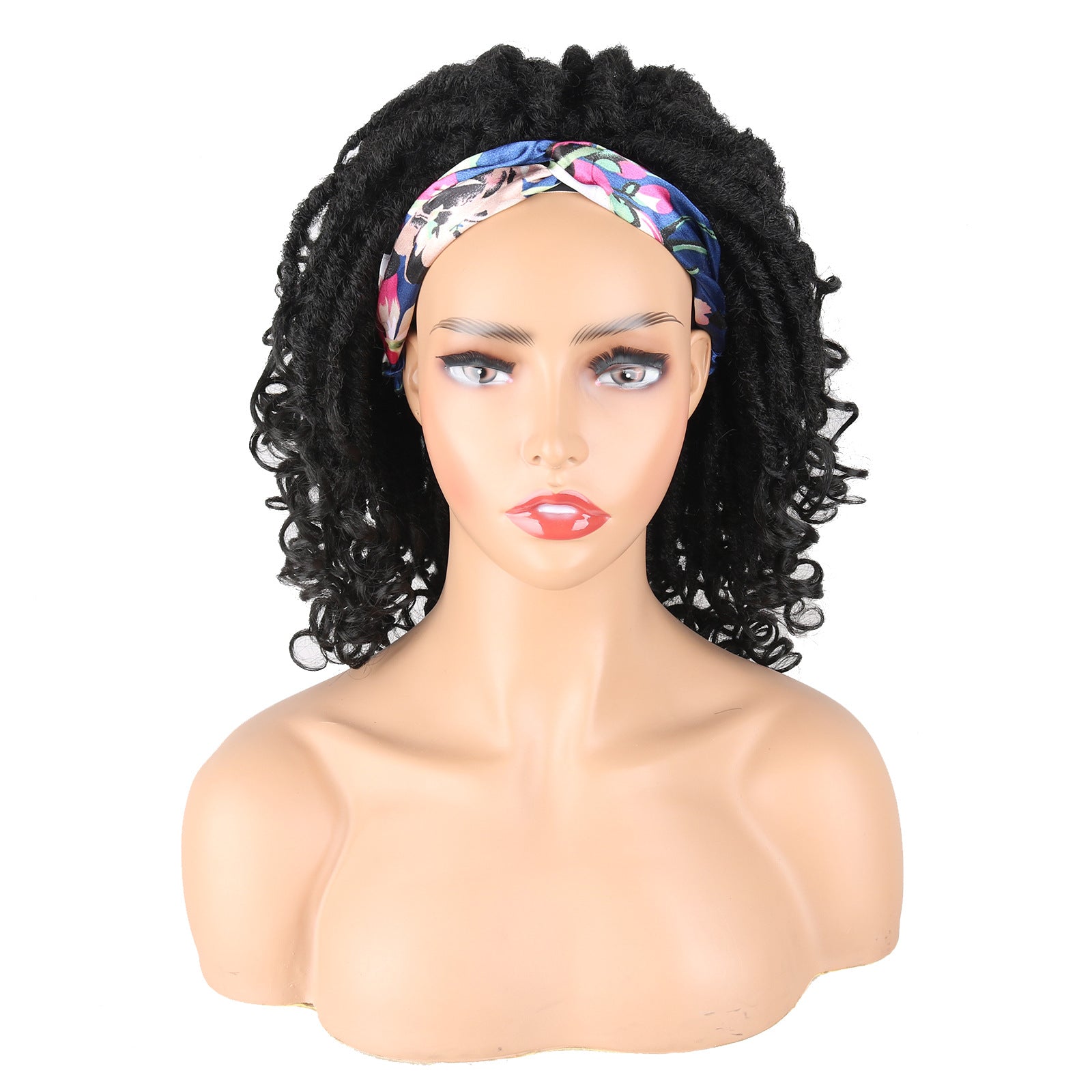 Colored hair band wig towel short curly hair chemical fiber headgear women's dyeing Crochet hair