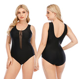 Women's plus size black one-piece swimsuit