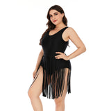 Black plus size women's one-piece swimsuit