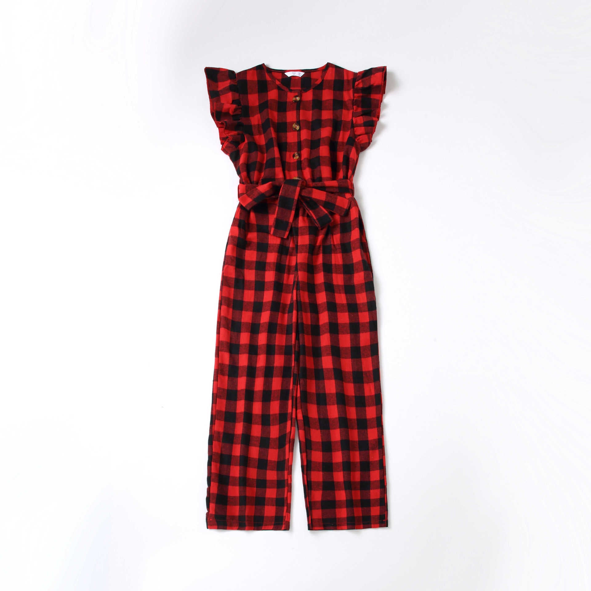 Plaid lace sleeves parent-child jumpsuit for Mom and Me