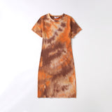 Round neck tie-dyed printed dress parent-child dress