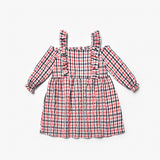 Plaid printed off-the-shoulder dress parent-child dress