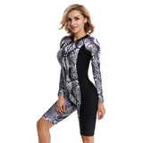 Women's One-piece snake print surfing suit long sleeve sunscreen swimsuit