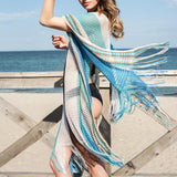 Hollow knitted tassel shawl smock dress