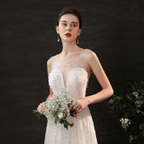 Sheath Sweep-Brush Train Lace Tulle Wedding Dress