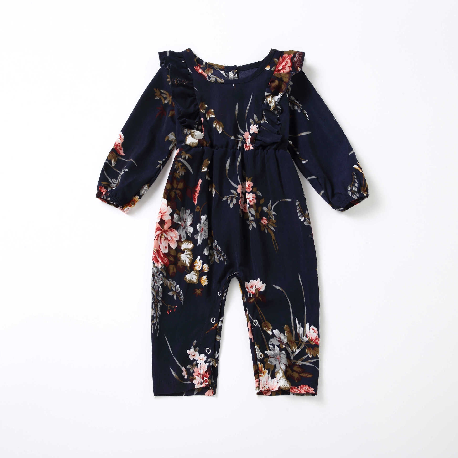 Stitching printing parent-child sling lace-up waist jumpsuit for Mom and Me