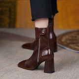 Women's casual retro chunky heel ankle boots