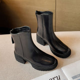 Chunky heel ankle boots fashionable all-match women's boots