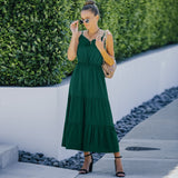 Women's Sexy Backless Ruffle Dress Long Skirt