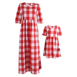 Plaid Dress casual loose plus size parent-child dress