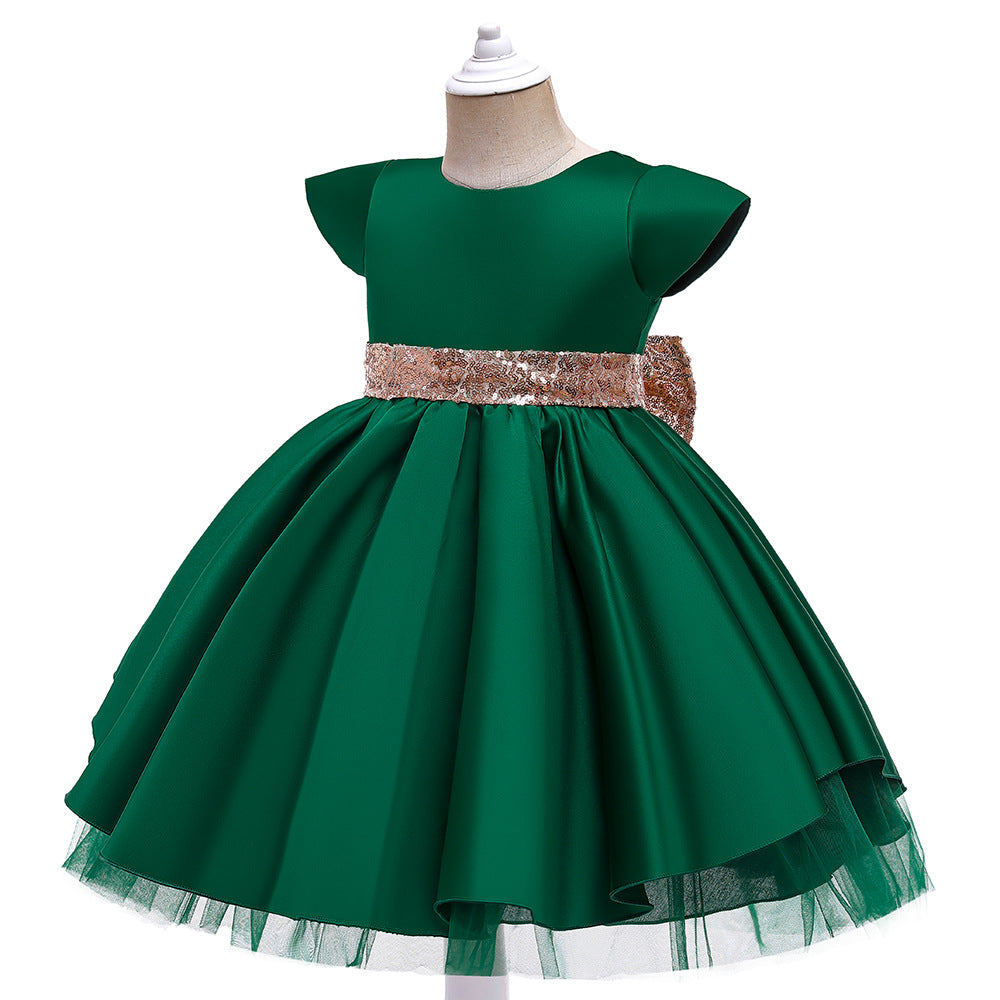 Sequins Bow Forged Cloth Princess Dress