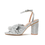 Women's Shoes sandals thick heel bowknot fairy silk sandals retro fairy shoes