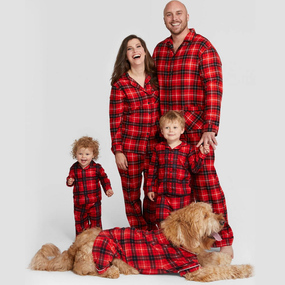 Family Matching new plaid suit parent-child pajamas with dog style