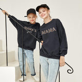 Parent-child mother and daughter matching clothes cute round neck sweater