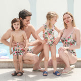 Family Matching nylon flower print swimsuit Family parent-child swimsuit