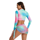 Short top surfing suit sun protection women's swimsuit Three-Piece Set