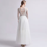 A-Line Ankle Length Lace Tulle Wedding Dress