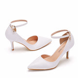 Large size sandals stiletto heel pointed toe sandals white pointed toe shoes women's high heels