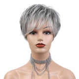 Fashion gray white wig chemical fiber headgear wigs