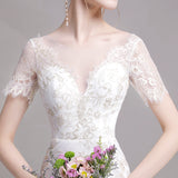 Sheath-Column Floor Length Lace Wedding Dress