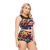 Color printing split swimsuit plus size bikini