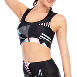 Yoga clothes tight pants with pockets printed vest top