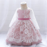 Girl's Birthday Long Sleeved Gauze Fluffy Gauze Lace Princess Dress