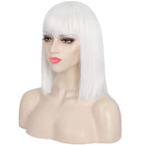 white Bobo short straight wig female air bangs chemical fiber wig full head wigs
