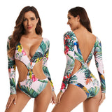 One piece sexy backless surfing suit printed swimsuit