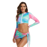 Short top surfing suit sun protection women's swimsuit Three-Piece Set