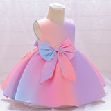 New Children's Dress Princess Dress Colorful Gradient Bow Pompous Dress Children's Runway Dress