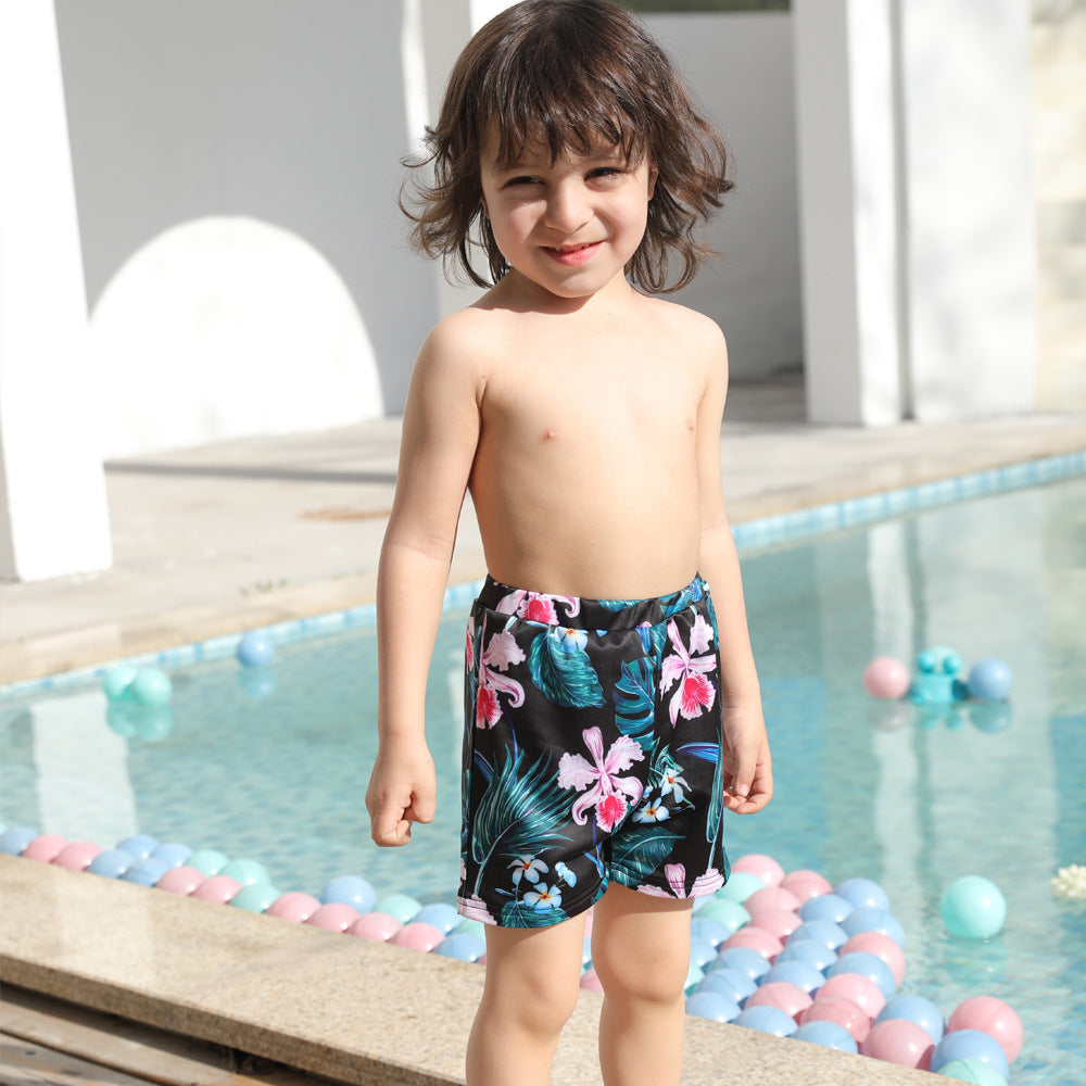 Family Matching nylon flower print parent-child swimwear