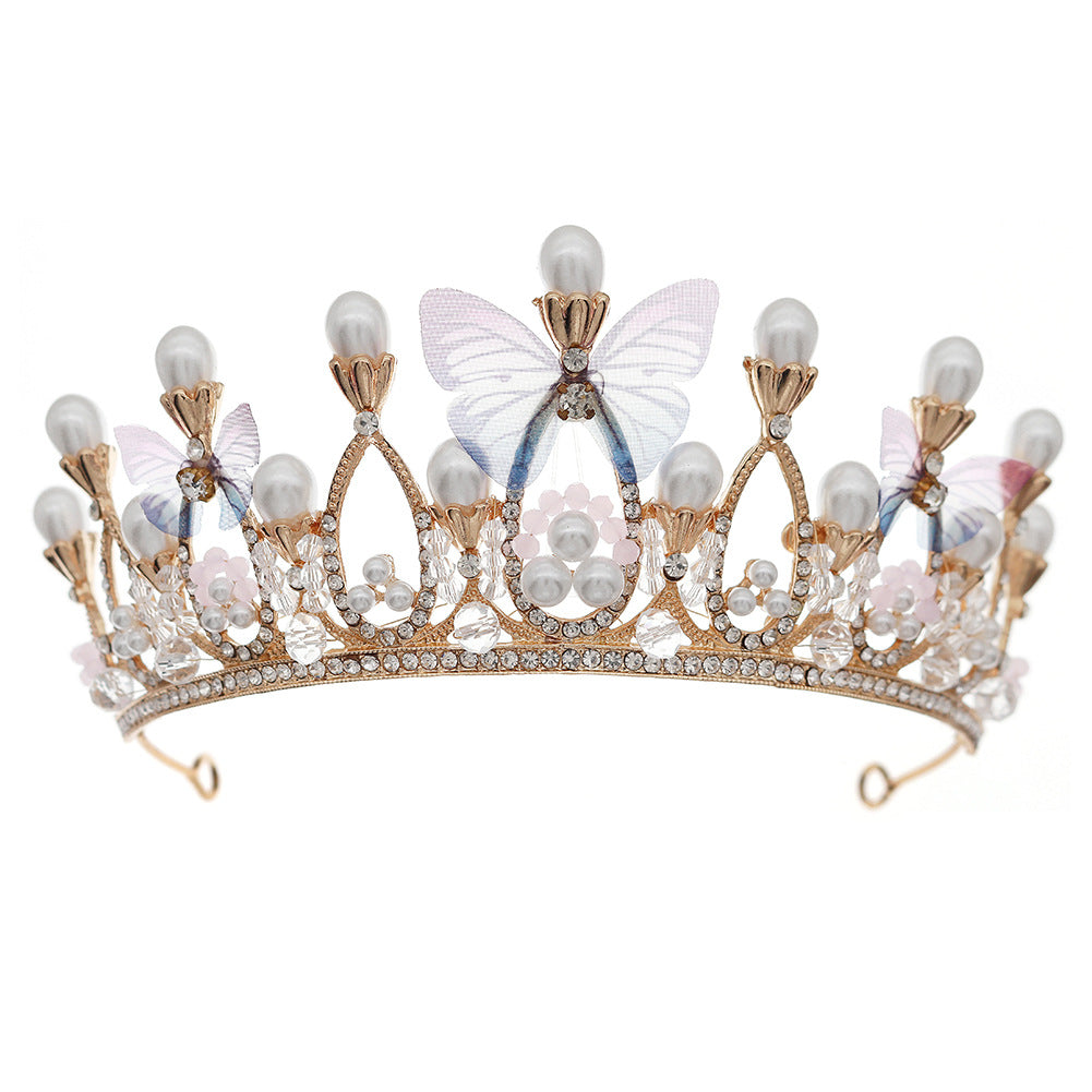 Handmade pearl butterflies bride tiara