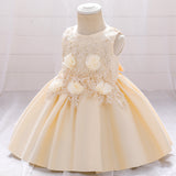 New European And American Children's Dress Baby Dress With Beaded Flowers