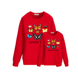 Cartoon butterfly print parent-child sweater For Mom And Me