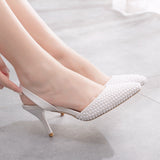 White Pearl stiletto heel bridal wedding shoes