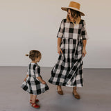Plaid Dress casual loose plus size parent-child dress
