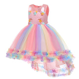 New Children's Dress Unicorn Trailing Mesh Pompous Princess Dress Children's Performance Dress