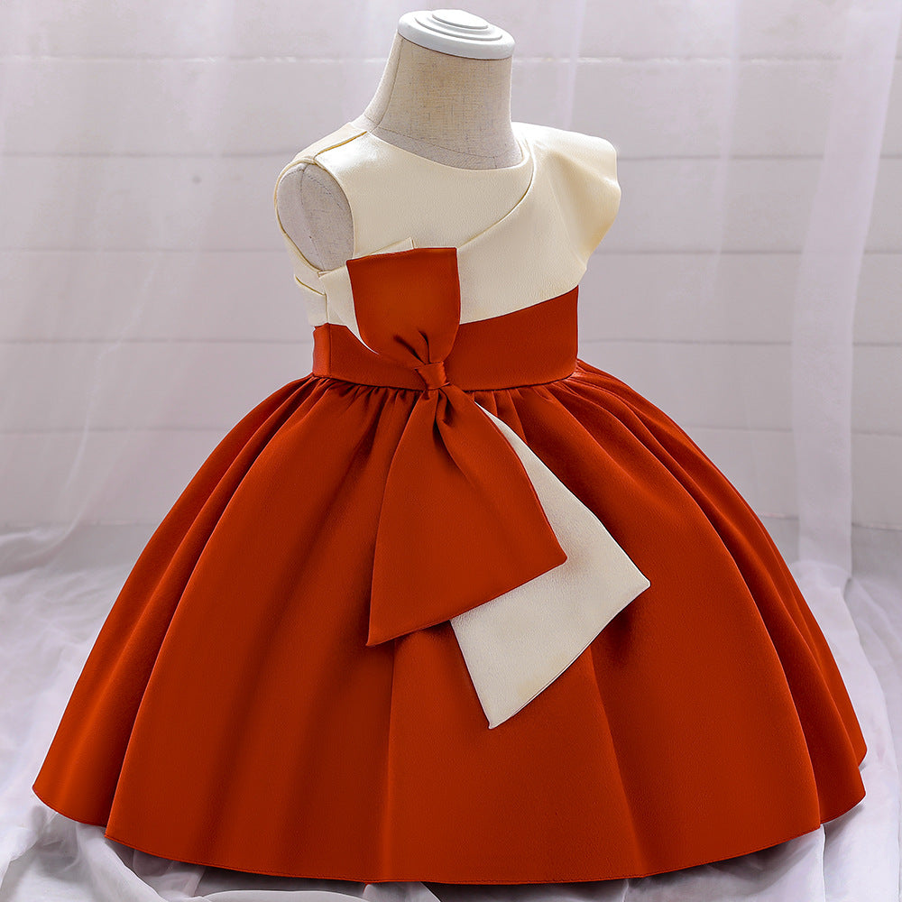 New Children's Dress Sleeveless Forge Patchwork Baby Dress Princess Dress Piano Performance Dress