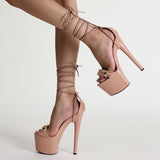 Fashion sexy lacing sandals platform platform metallic belt plus size woman high-heeled shoes