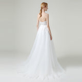 A-Line Sweep-Brush Train Lace Tulle Wedding Dress