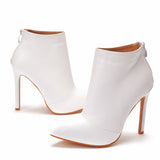 Plus size white boots stiletto heel boots spring and autumn booties