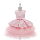New Children's Dress Gauze Girl Princess Skirt Jacquard Pompous Dress Runway Dress