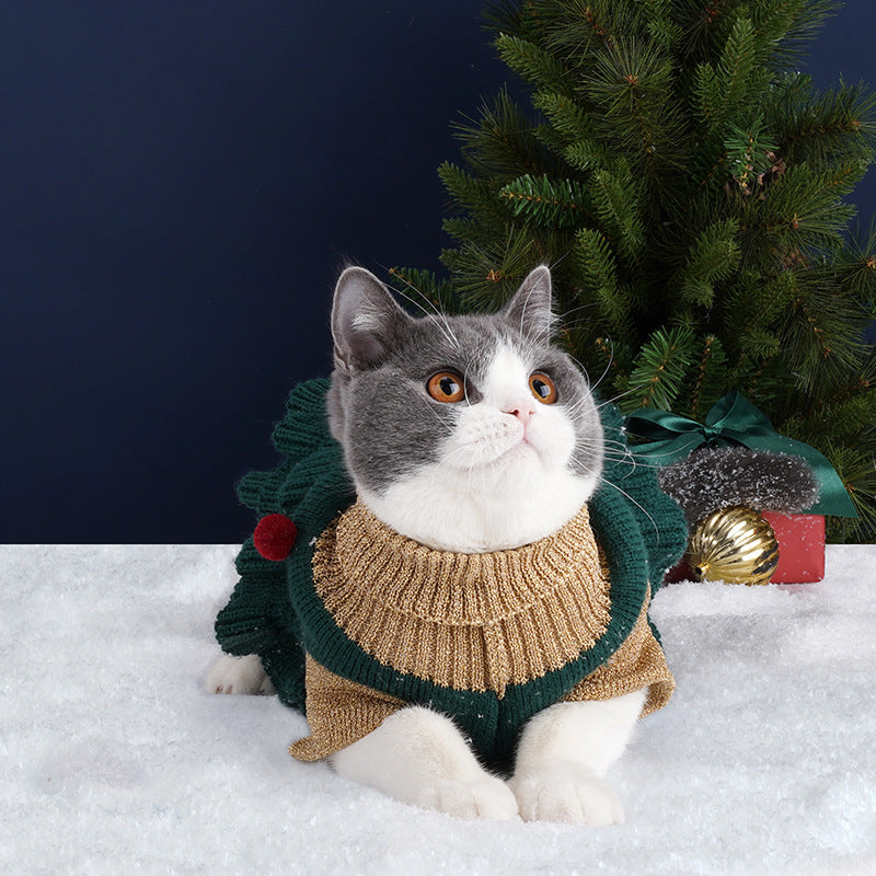 Christmas Tree Skirt christmas cat clothes autumn winter pet clothes hairless cat winter clothes