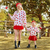 Floral print long sleeve pullover parent-child outfit