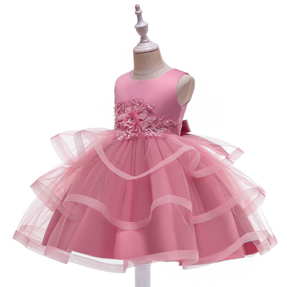 New Girl Princess Dress Embroidered Gauze Cake Dress Children's Dress Piano Performance Dress