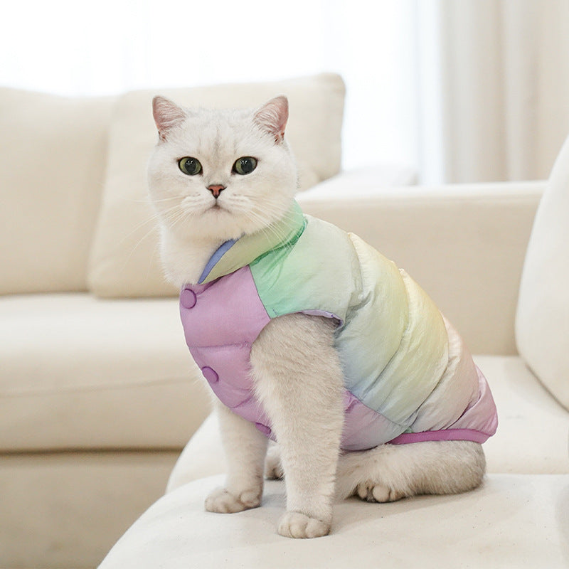 Colorful pet vest top cat warm winter fashion clothes Teddy dog pet clothes
